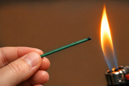 A person holding a lighter with a flame coming out of it, useful for camping or outdoor scenes