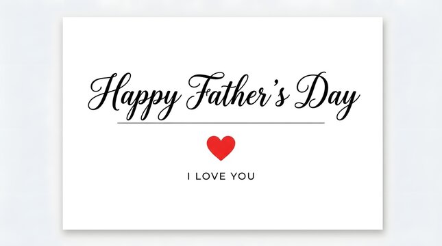 Father's day card with heart illustration and calligraphy text