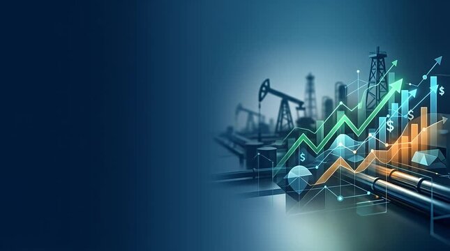 Oil Industry Growth Visualization with Graphs and Icons