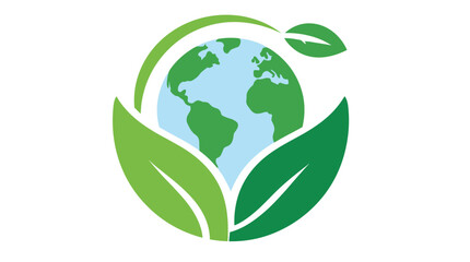 Fototapeta premium Earth surrounded by green leaves logo concept.