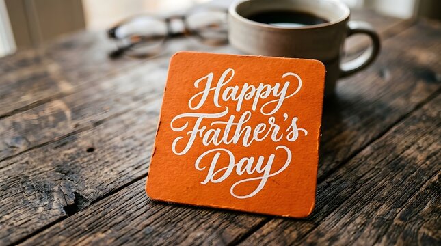 Father's day coffee setup with glasses and wooden table