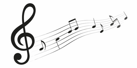 musical staff with notes line art clef © Prosanta