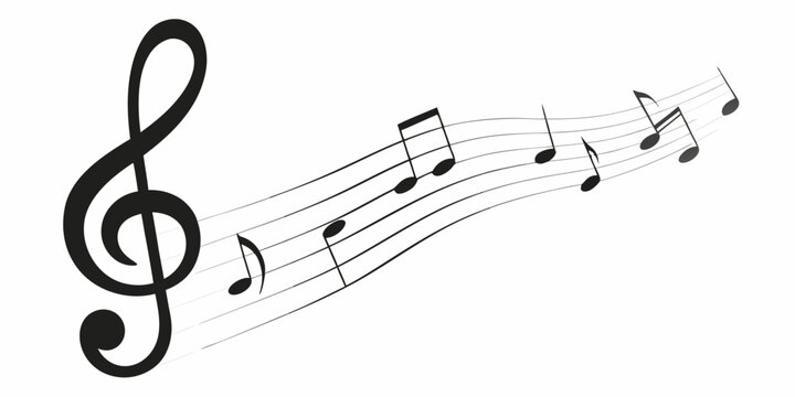 musical staff with notes line art clef