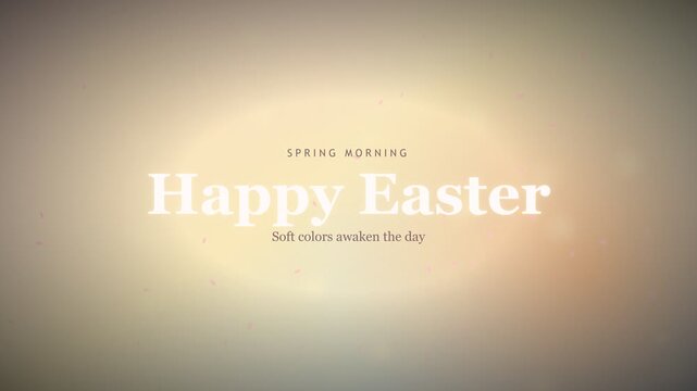Happy Easter text on elegant soft glowing warm background