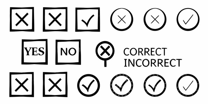 yes no correct incorrect icons vector checkmark
