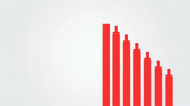 Red Arrow Graph Indicating Decrease on a Soft Background