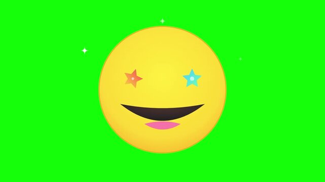 star eyes excited emoji face green screen animation