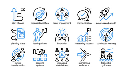 Fototapeta premium Business and leadership icons showing change and growth concepts
