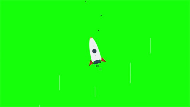 startup rocket ship falling green screen business background