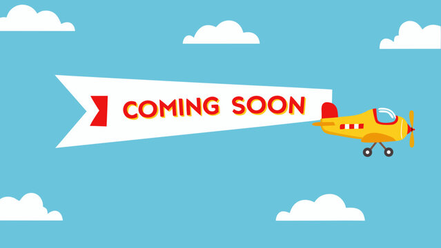 airplane towing banner cartoon yellow red blue