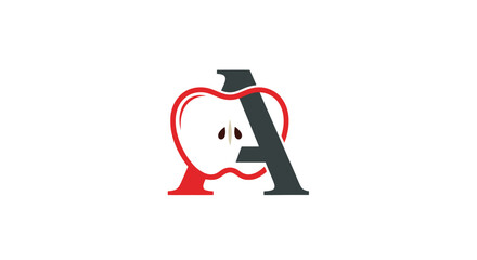 Letter A logo design with apple silhouette, educational concept © mad