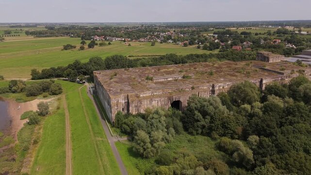 Aerial view of Bunker Valentin WWII submarine bunker in Bremen Germany