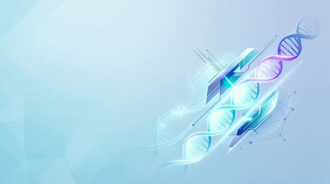 Glowing DNA Structure in a Futuristic Digital Environment