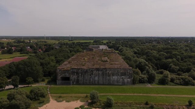 Aerial view of the bombed end of Bunker Valentin WWII bunker Bremen