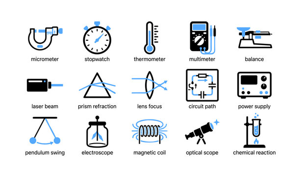 Laboratory and measurement icons arranged in grid layout