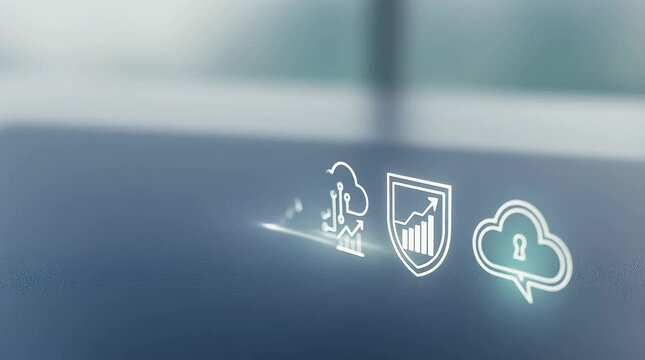 Digital Icons Representing Global Connectivity and Security