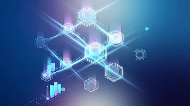 Futuristic Digital Data Visualization with Glowing Elements