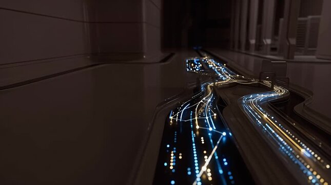 Futuristic Holographic Interface with Glowing Elements