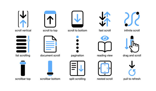 Scroll and navigation icons showing vertical and nested scrolling