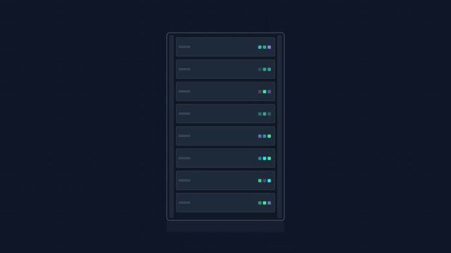 tech data server rack blinking lights corporate graphic