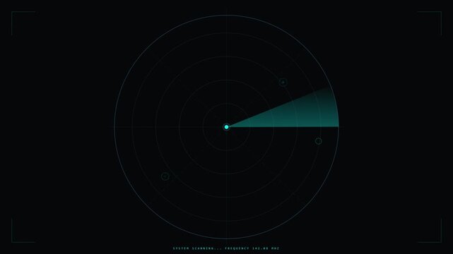 tech globe scanning radar ping frequency animation