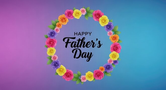 Vibrant father's day wreath with colorful roses