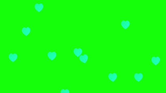 tech gradient hearts drifting on green screen background