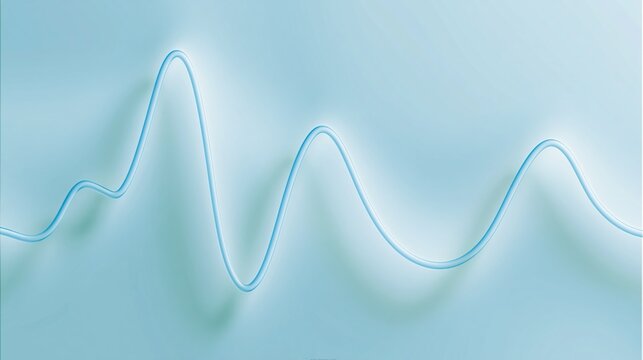 Abstract glowing blue sine sound wave on soft light blue background representing sound frequency audio technology and digital signal processing concept