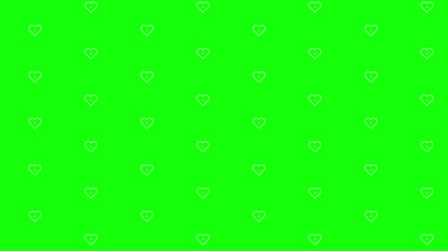 tech minimalist heart graphics falling green screen loop