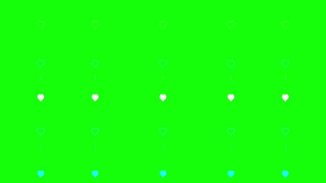 tech style hearts scrolling down green screen asset