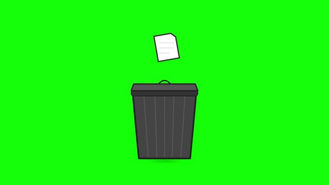 trash bin delete item icon green screen animation