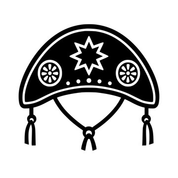 Black icon of a traditional Brazilian cangaceiro hat, isolated on a transparent background. Perfect for cultural art.