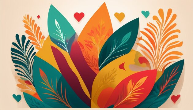 cultural heritage month celebration with colorful abstract shapes and leaves design