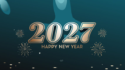 new year greeting on gradient teal backdrop © ShambhuNath