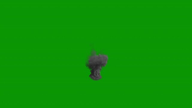 Volcano pyroclastic eruption WIDE SHOT,  green screen for transparent background, 4k 24p, also look for closeups and different angles of this same scene