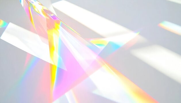 Abstract prism light refraction on white background.