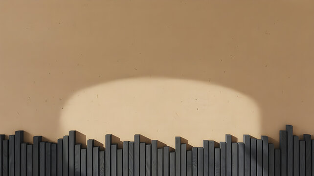 Sound equalizer graphic equalizer wave pattern on wall wooden slats texture abstract modern interior design.