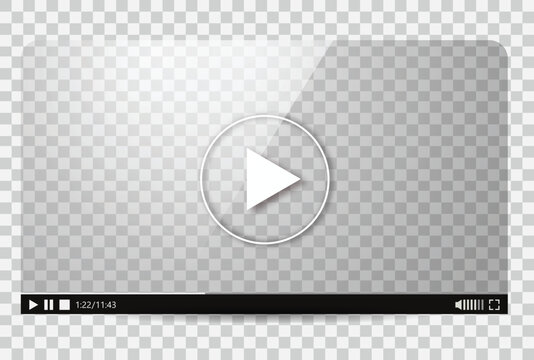 Transparent video player interface screen overlay mockup vector