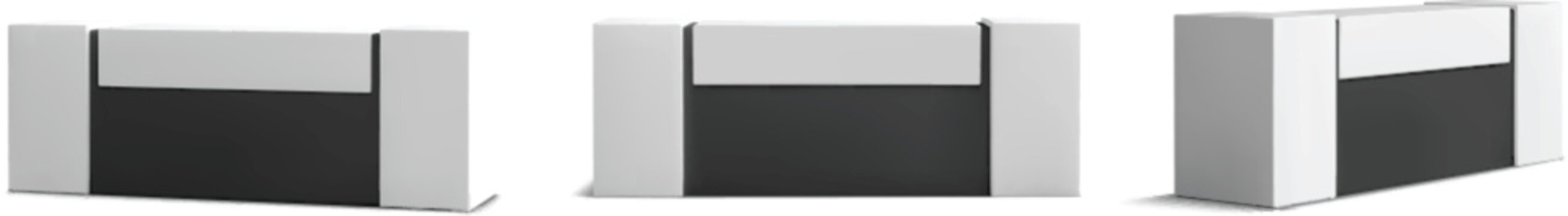 White and black modern reception desk mockups set vector