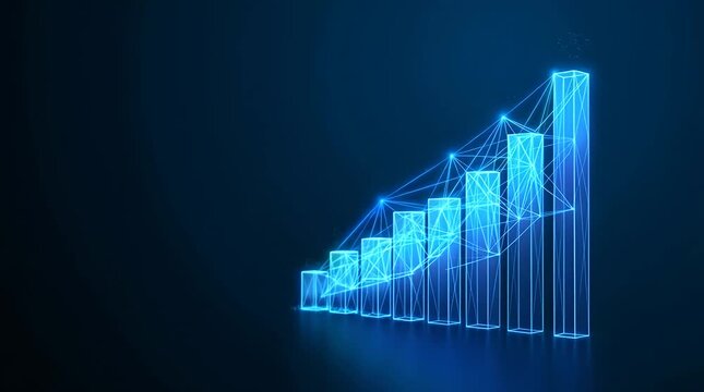 Glowing Holographic Bar Graph Visualization Data Analysis