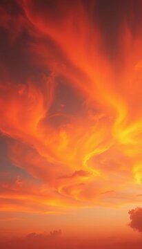 Fiery sky bleeds into horizon with vibrant orange and crimson hues,  dramatic,  sky