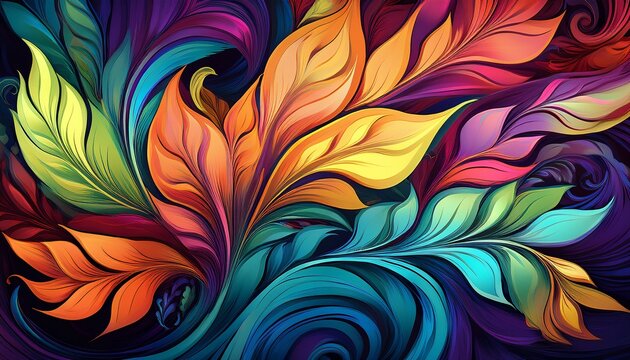 vibrant swirling leaves in rich colors capturing nature s essence in an abstract floral design ideal for backgrounds and artistic projects