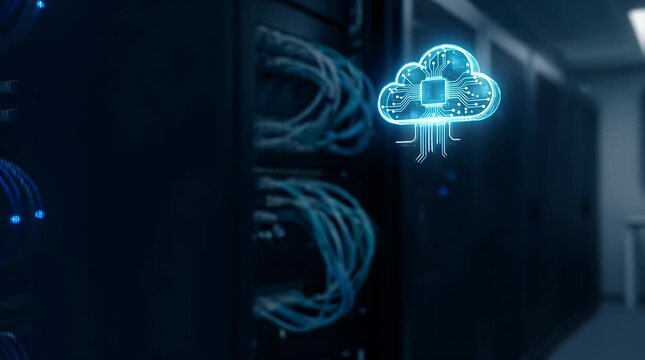 Futuristic Cloud Data Visualization Hologram Technology Display