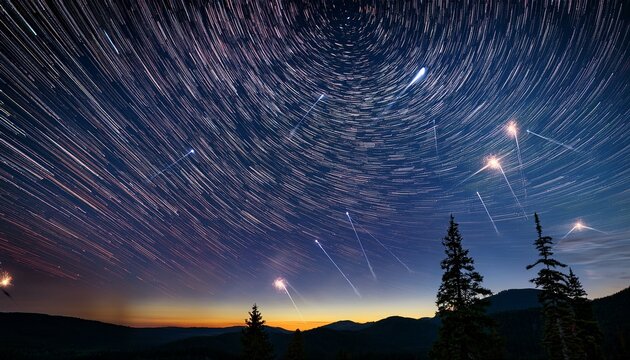 night sky ablaze with shooting stars
