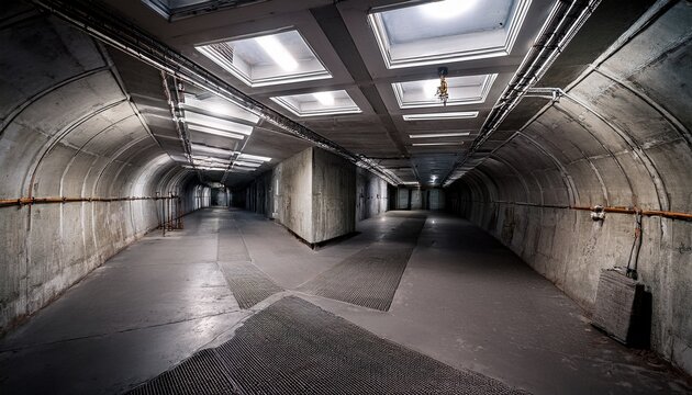 underground shelter built with concrete for nuclear fallout with vacant interior