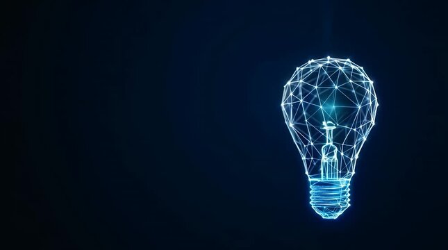 Futuristic Light Bulb Hologram with Data Visualization Elements