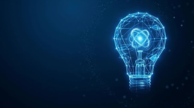 Futuristic Light Bulb Hologram Glowing Technology Visualization
