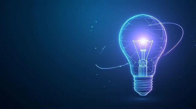Futuristic Light Bulb Hologram with Data Visualization Elements