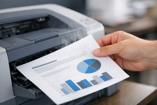 A person shielding a printer with a piece of paper, protecting sensitive documents from prying eyes