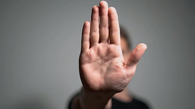 Open palm hand gesture indicating stop, halt, or refusal